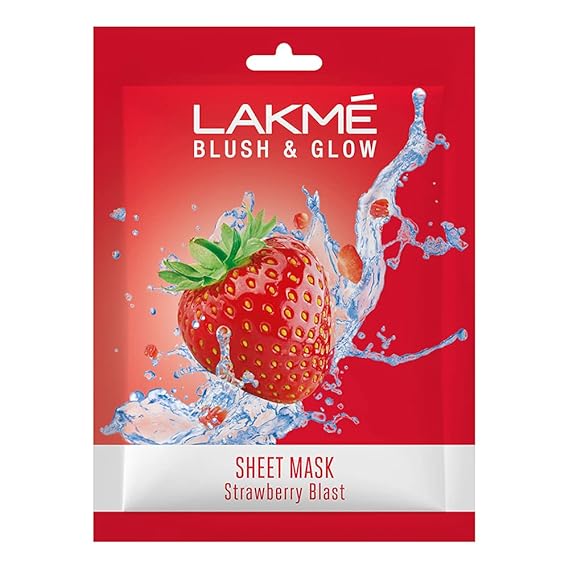 Lakme Blush & Glow Strawberry Sheet Mask under ₹70 (Kkarovar Beauty Reviews)